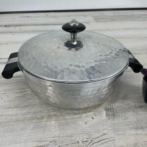 Puralum Silver Italy Pot With Lid Cookware Hammered Vintage